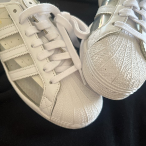 Adidas Women's Clear and White Superstar Sneakers Women9.5 Men8 - Picture 8 of 11